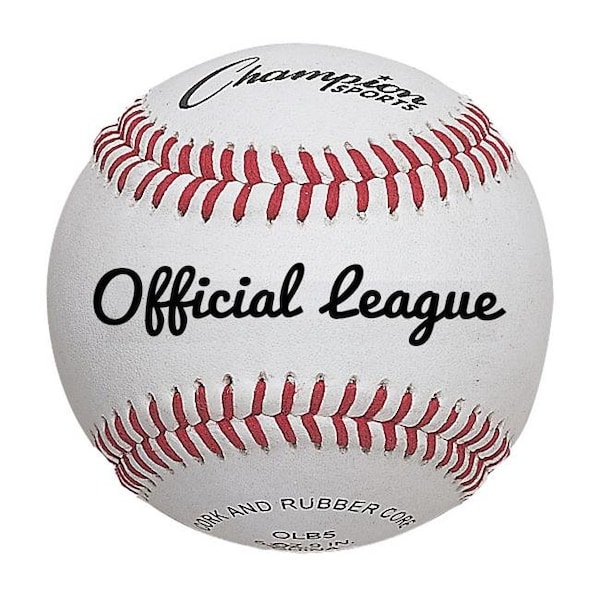 Champion Sports OLB5 3 in. Full Grain Leather Official League Baseball; White & Red - Pack of 12 OLB5 - main